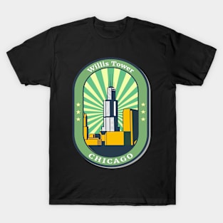 Willis Tower, Chicago- Retro-Vintage Patch T-Shirt